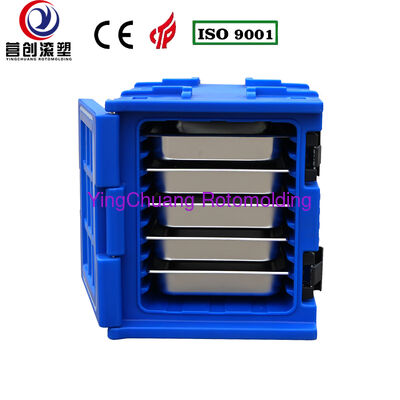 কেনা YINGCHUANG OEM 75L ব্লু হ্যান্ডেল টাইপ রোটোমোল্ডেড ইনসুলেটেড বক্স, পুরু PU ফোম হট অ্যান্ড কোল্ড হোল্ডিং ক্যান্টিন সেন্ট্রাল কিচেনের জন্য GN প্যান ফুড ট্রান্সপোর্ট ক্যাবিনেট অনলাইনে উৎপাদন