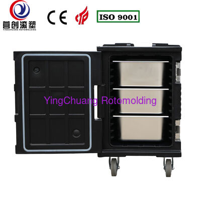 কেনা YINGCHUANG OEM 90L কালো বড় চাকার রোটোমোল্ডেড বড় ইনসুলেটেড বক্স, পুরু PU ফোম হট অ্যান্ড কোল্ড হোল্ডিং GN প্যান ফুড ট্রান্সপোর্ট ক্যাবিনেট কেন্দ্রীয় রান্নাঘর ক্যাটারিং ক্যান্টিনের জন্য অনলাইনে উৎপাদন